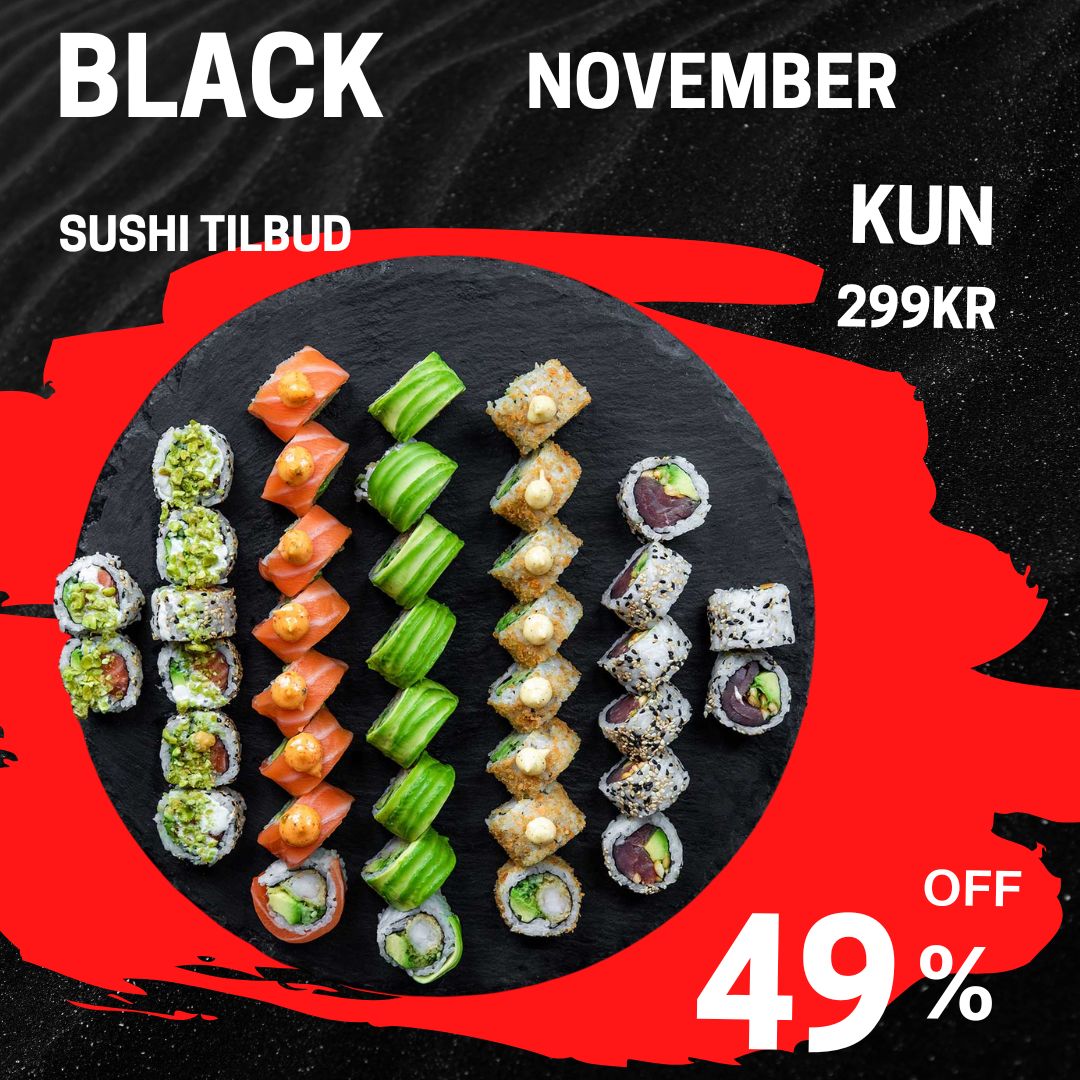 Black Friday November with 49 Off Red Instagram Post Black November Sushi Deal- Perfekt julegave til sushi elsker - Billede 1