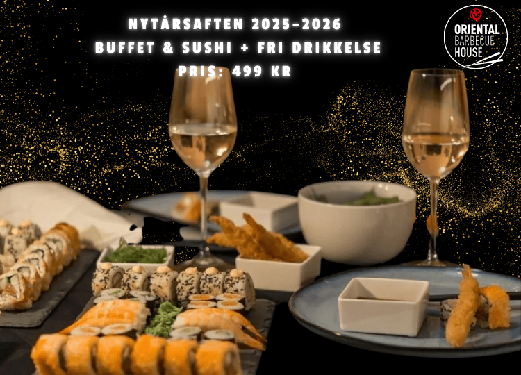 sushi 499 (1920 x 1005 px) (750 x 540 px) Nytårsaften Odense 2025–2026 | Sushi, Buffet & Fri Drikkelse – 499 kr - Billede 1
